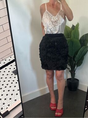 Robert Rodriguez Black Floral Appliqué Mini Skirt